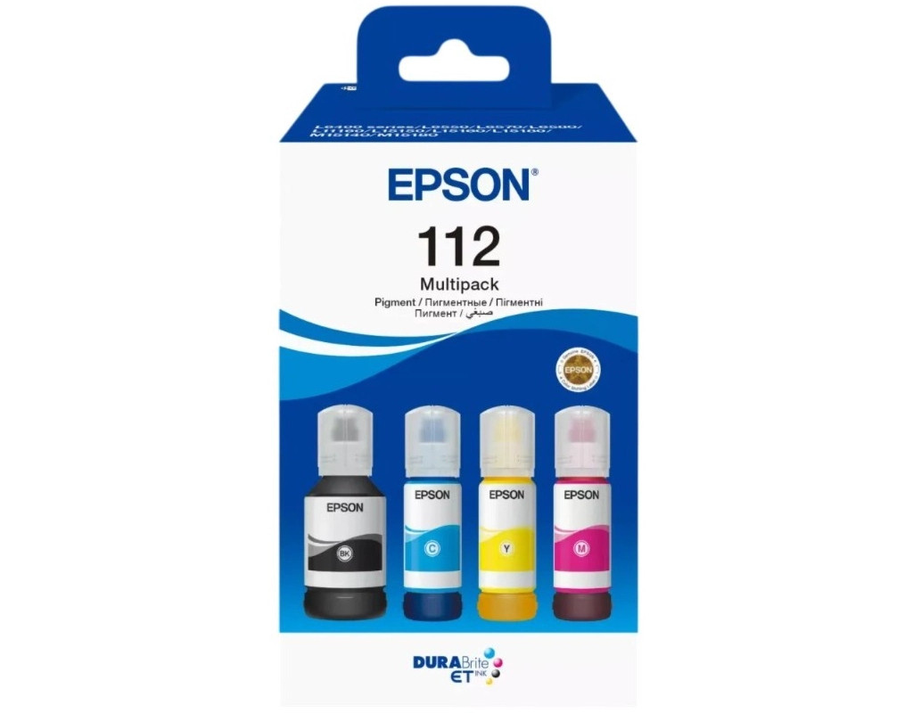 Контейнер с чернилами Epson 112 EcoTank Multipack (C,M,Y,Bk) pigm (C13T06C64A)