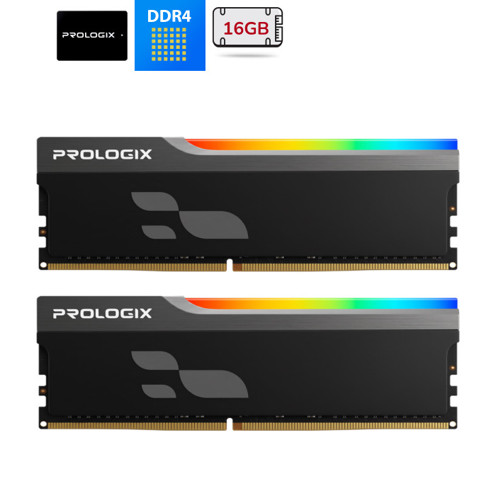 Модуль пам`ятi DDR4 2x8GB/3200 Prologix Onyx Black RGB (PRO16GB3200YBR4K)