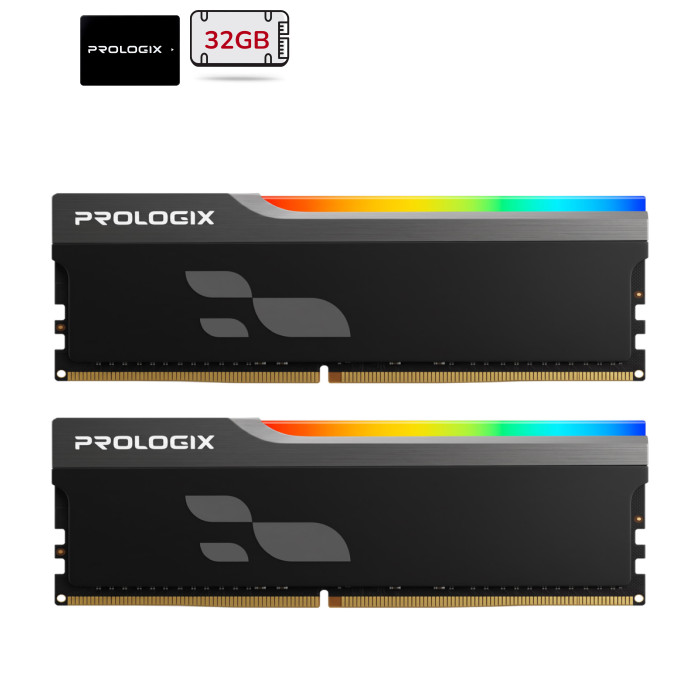 Модуль пам`ятi DDR5 2x16GB/6000 Prologix Onyx Black RGB (PRO32GB6000YBR5K)