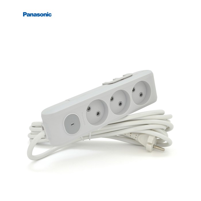 Подовжувач Panasonic X-tendia 3 гнізда, 5 м, із захисними шторками, із вимикачем, сірий