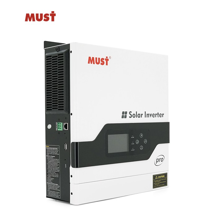 Гібридний інвертор MUST PV18-2012PRO, 2000 Вт / 1600 Вт, 12 В, струм заряду 80 А, Wi-Fi, RS485 / CAN, 170-280 В, MPPT (80 А, 30-320 В постійного струму), 318 × 369 × 121 мм. 6,2 кг.