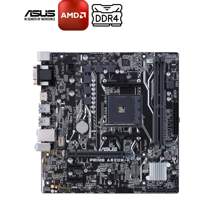 Материнська плата (OEM, без упаковки) ASUS PRIME A320M-K mATX, Socket AM4, AMD Ryzen/7th Generation A-Series/Athlon, AMD, AMD A320, DDR4, 32 GB, 1 x PCIe 3.0/2.0 x16, 2x PCI-Eх 2.0 M.2, 4 x SATA III, 1-х USB 3.0, 2-х USB 2.0, UEFI