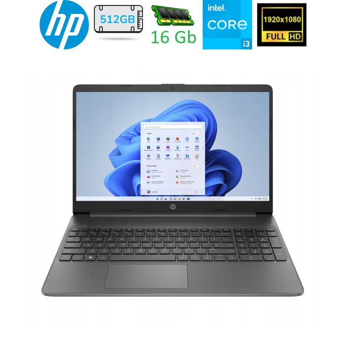 Ноутбук HP 15-dy5599nr 15.6” (1920x1080) Antiglare Full HD IPS Intel Core i3-1215U (1.2ГГц-4.4ГГц, 10МБ Cache), 16GB / SSD 512 GB Intel, Bluetooth 4.2, WiFi 802.11ac, SD, 1xUSB Type-C 5Gbps, 2xUSB Type-A 5Gbps, HDMI, вебкамера HD 720p, колір Chalkboard Gray (сірий) Windows 11 Home in S mode (7N3T1UA) 15-dy500