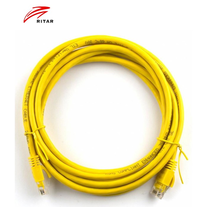 Патч-корд Ritar 10м, RJ-45, Cat.5e, CU, медь, желтый (03008)