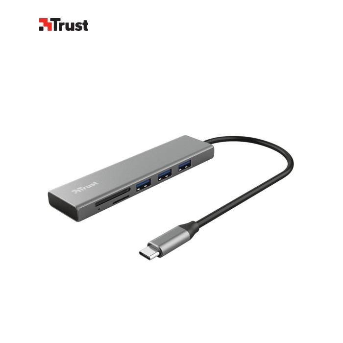 Концентратор Trust HALYX FAST 3USB+CARD READER USB-C ALUMINIUM (24191_TRUST)
